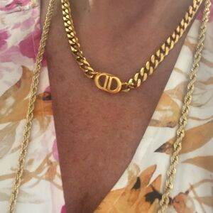 Luxurious Dior Gold Cuban Chain Necklace with Bold Design designer Inspired